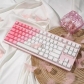 Pink Flower Gradient 94+114 PBT Dye-subbed PC Crystal Semitransparent Backlit Cool Keycaps Set Screen Printing for Cherry MX Keyboard